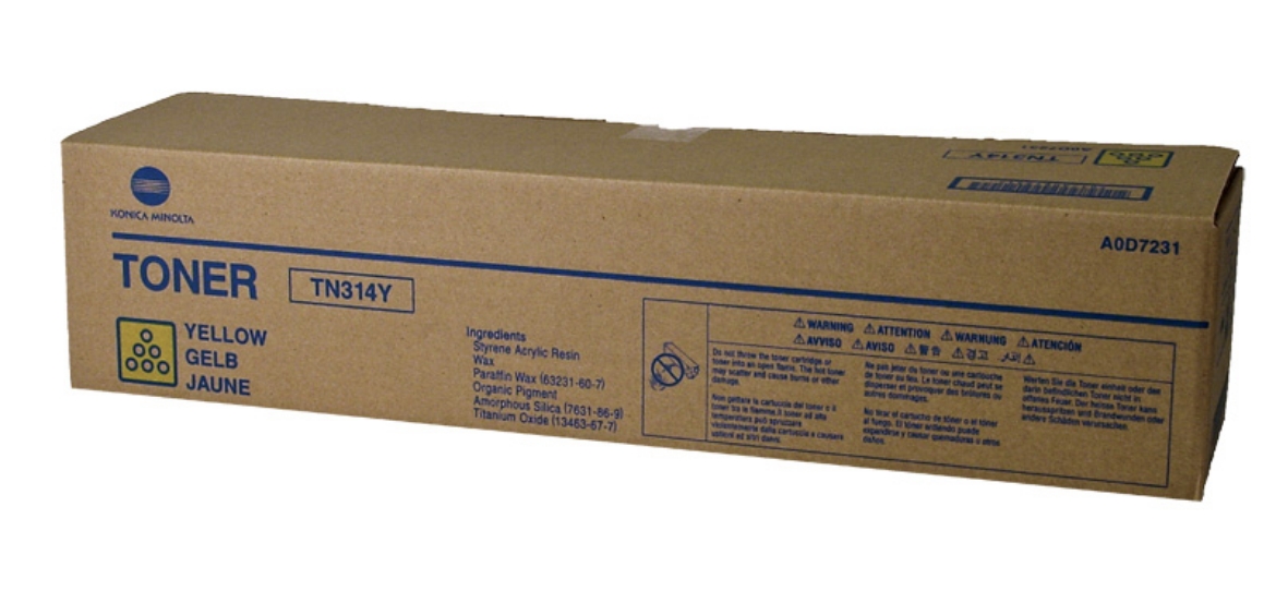 Picture of Konica Minolta A0D7231 (TN-314Y) Yellow Toner Cartridge (20000 Yield)
